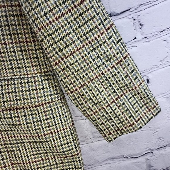 Ann Taylor Wool Blazer Jacket Houndstooth Green Plaid Sz 6 Vintage Y2K - Picture 5 of 11